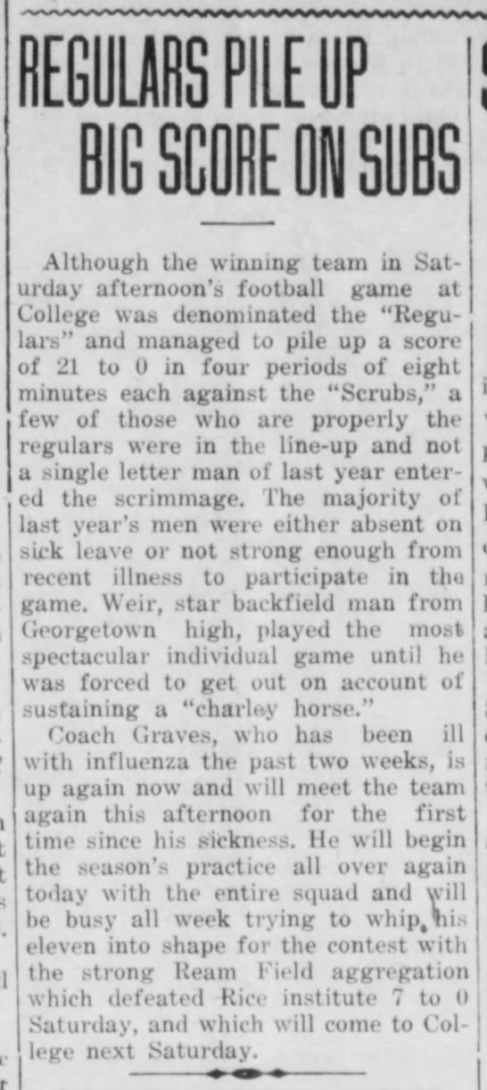 Coach Graves Flu Oct. 21, 1918.jfif
